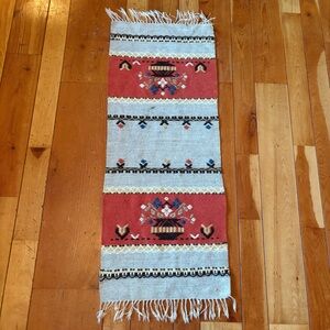 HAND WOVEN wool table runner/ tapestry